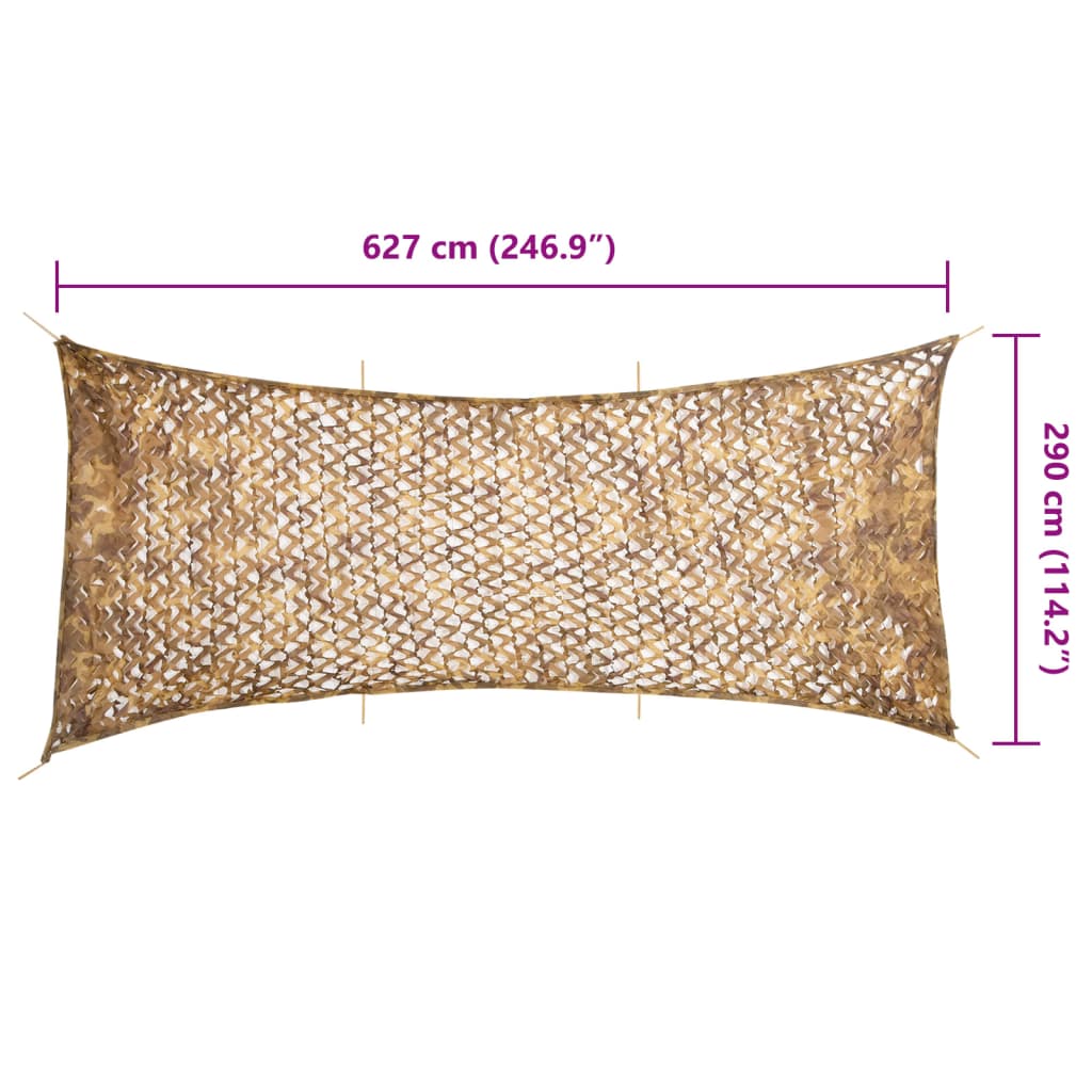 Kamuflažna mreža s torbom za pohranu 627 x 290 cm Pješčana