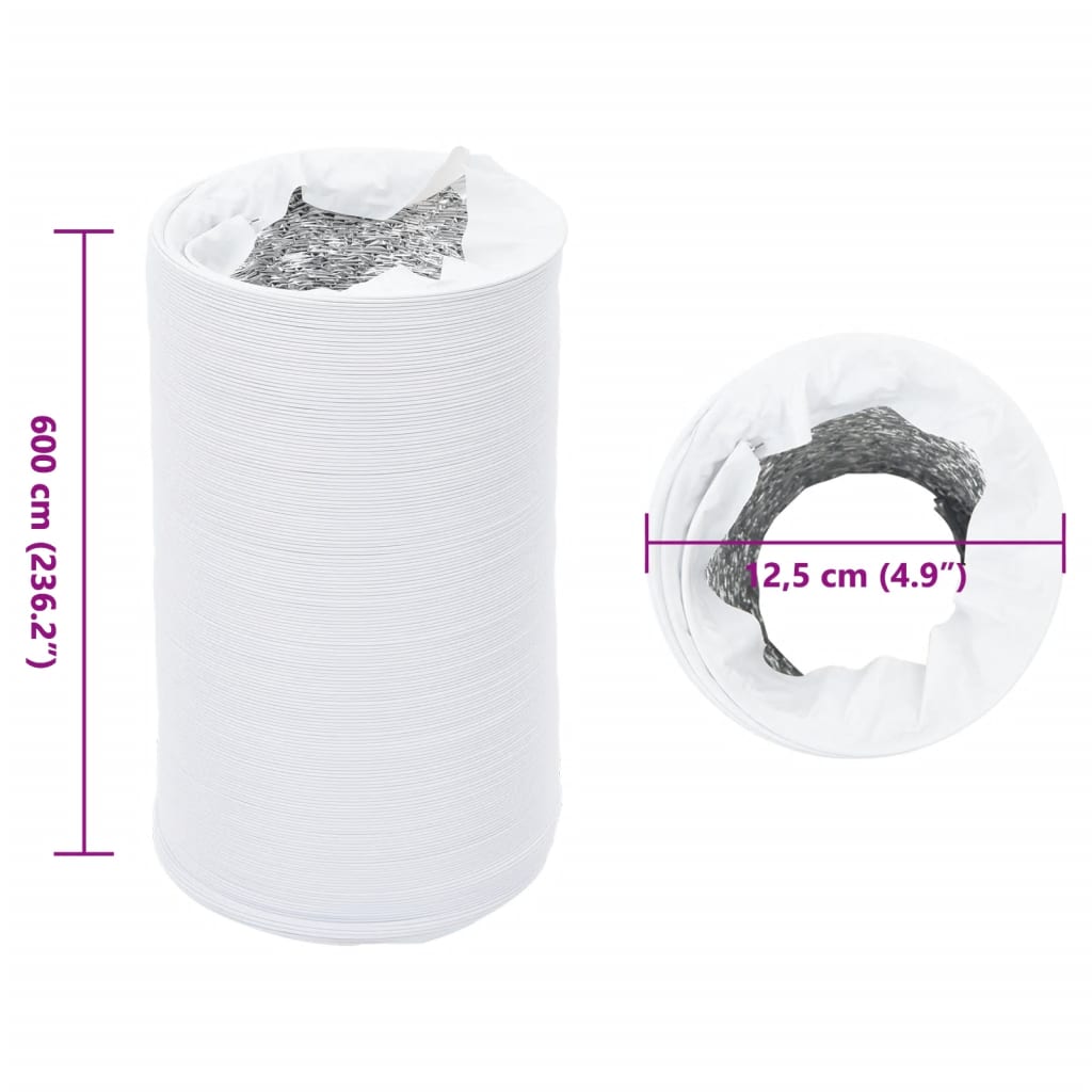Ventilacijski kanal od aluminija i PVC-a 6 m Ø12,5 cm