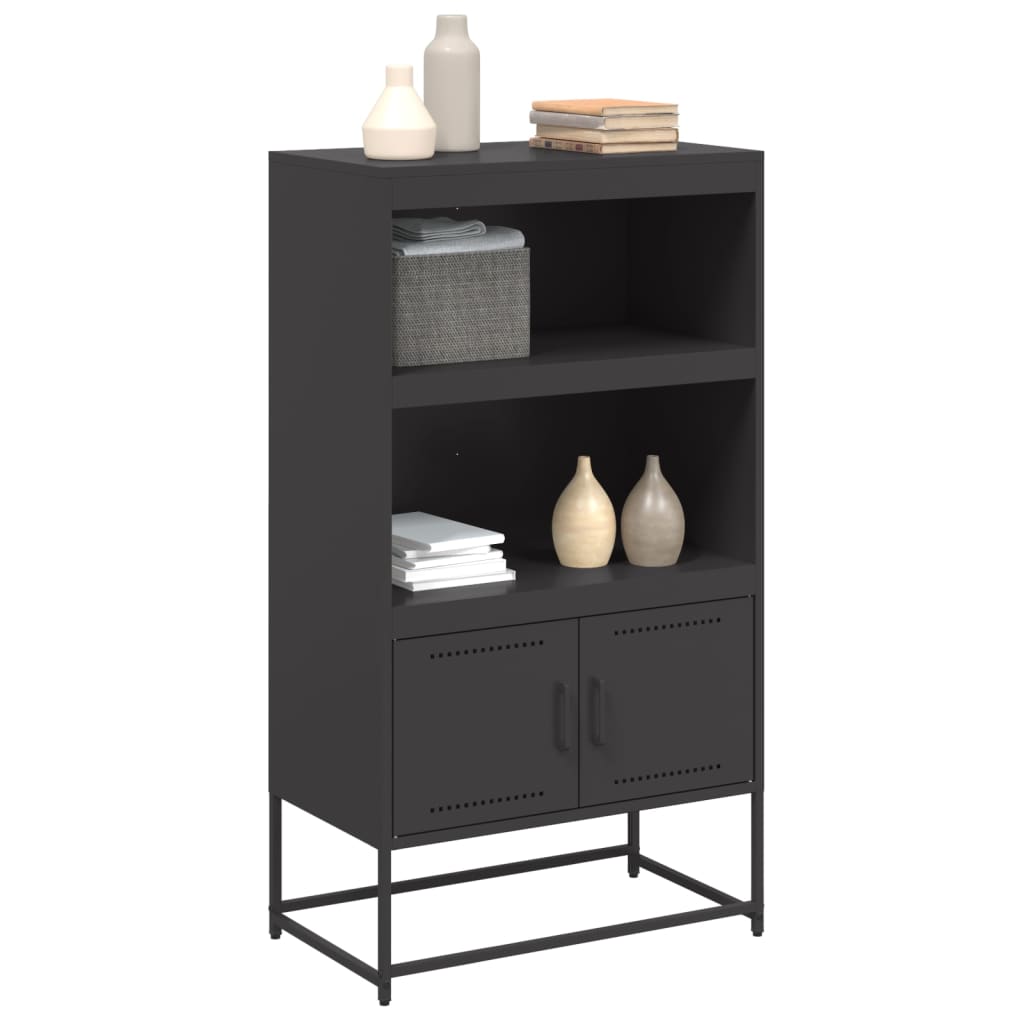 Visoka komoda crna 68,5 x 38,5 x 123,5 cm čelična