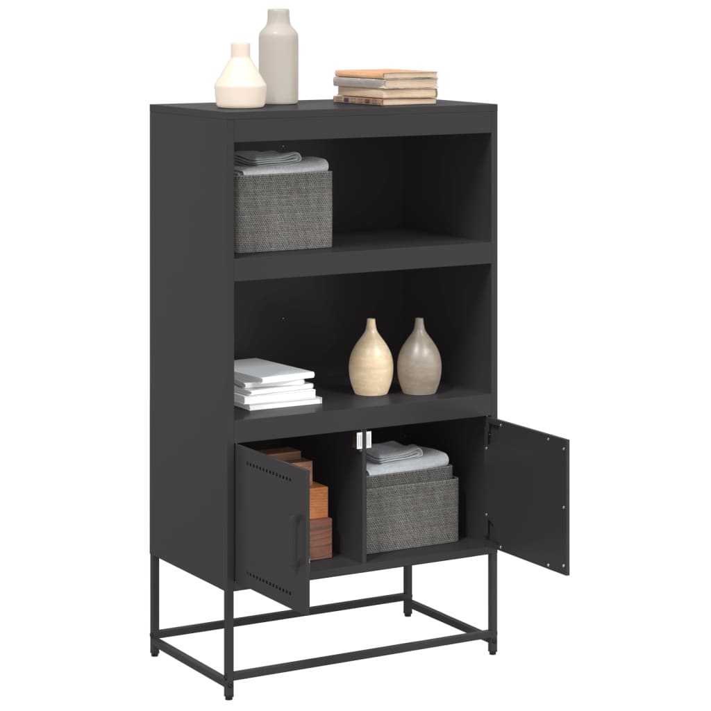 Visoka komoda crna 68,5 x 38,5 x 123,5 cm čelična
