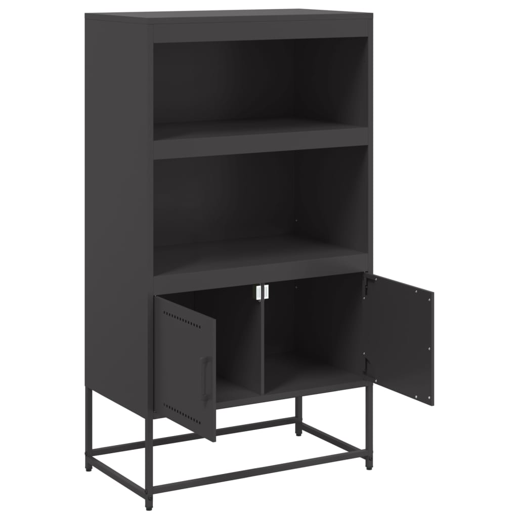 Visoka komoda crna 68,5 x 38,5 x 123,5 cm čelična