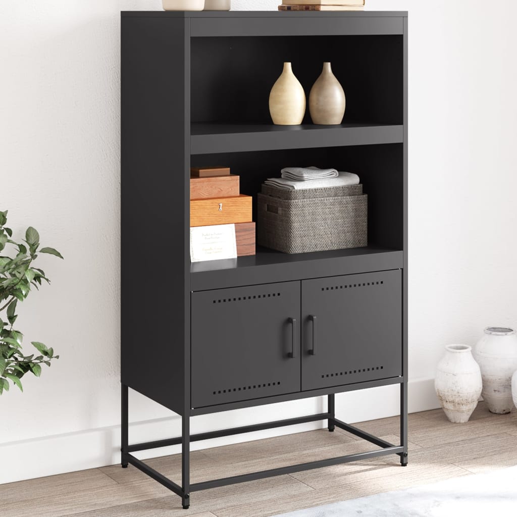 Visoka komoda crna 68,5 x 38,5 x 123,5 cm čelična