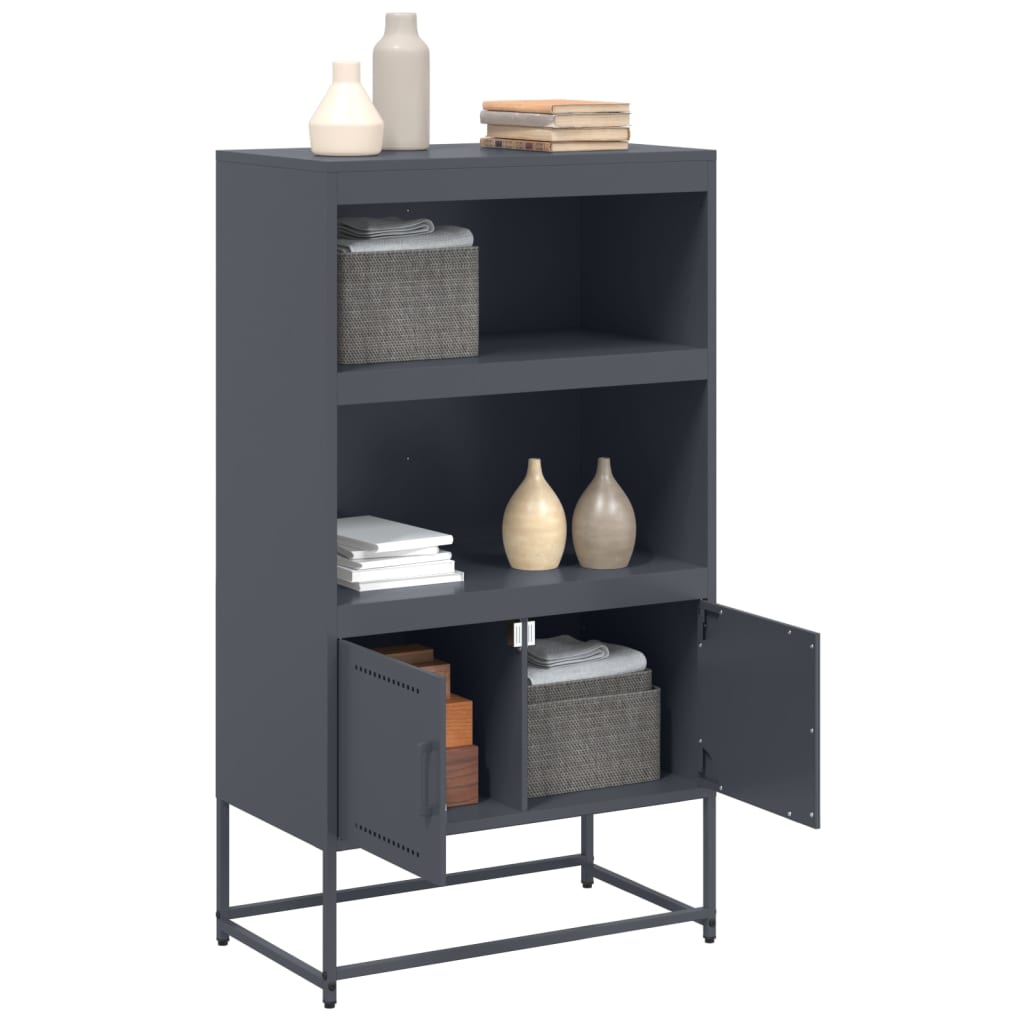Visoka komoda antracit 68,5x38,5x123,5 cm čelična