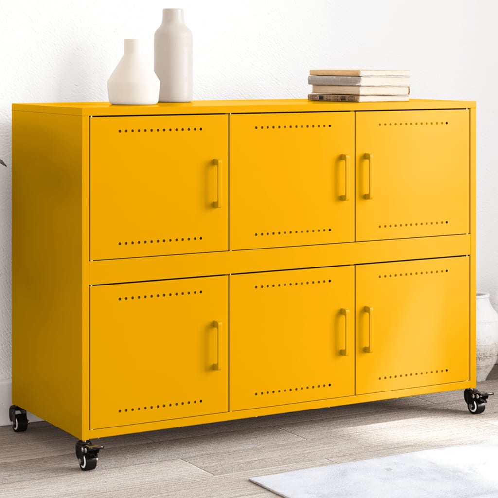 Komoda boja senfa 100,5x39x72 cm čelični