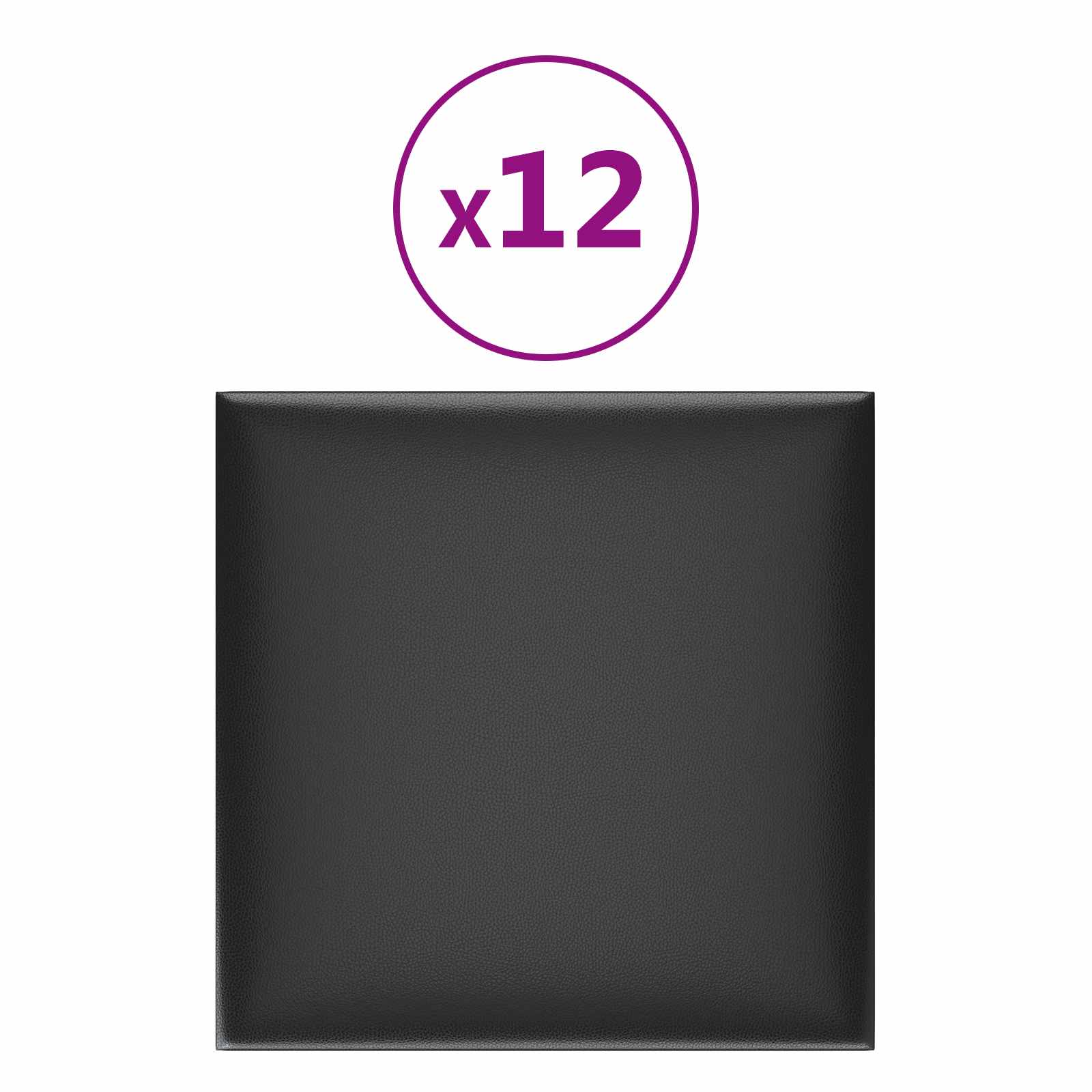 Zidna uzglavlja 12 pcs 30 x 30 cm Crna tkanina