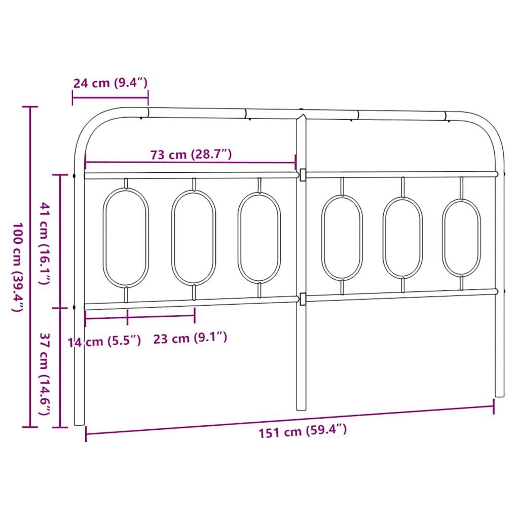 Metalno zamjensko uzglavlje crno 150 cm
