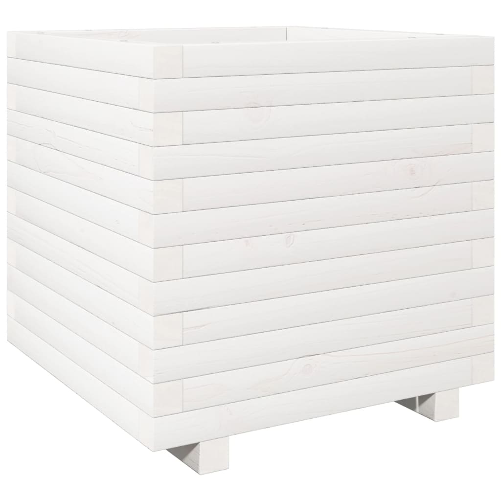 Vrtna sadilica bijela 50 x 50 x 49,5 cm od masivne borovine