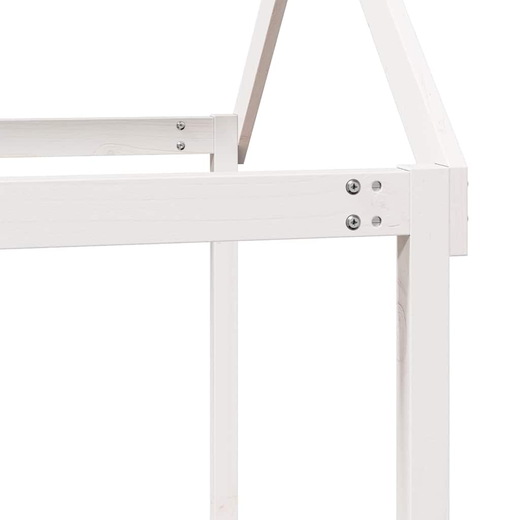 Krevet na kat s krovom bijeli 80 x 200 cm od masivne borovine
