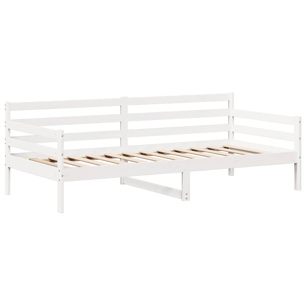 Dnevni krevet s krovom bez madraca bijeli 80x200 cm masivno drvo