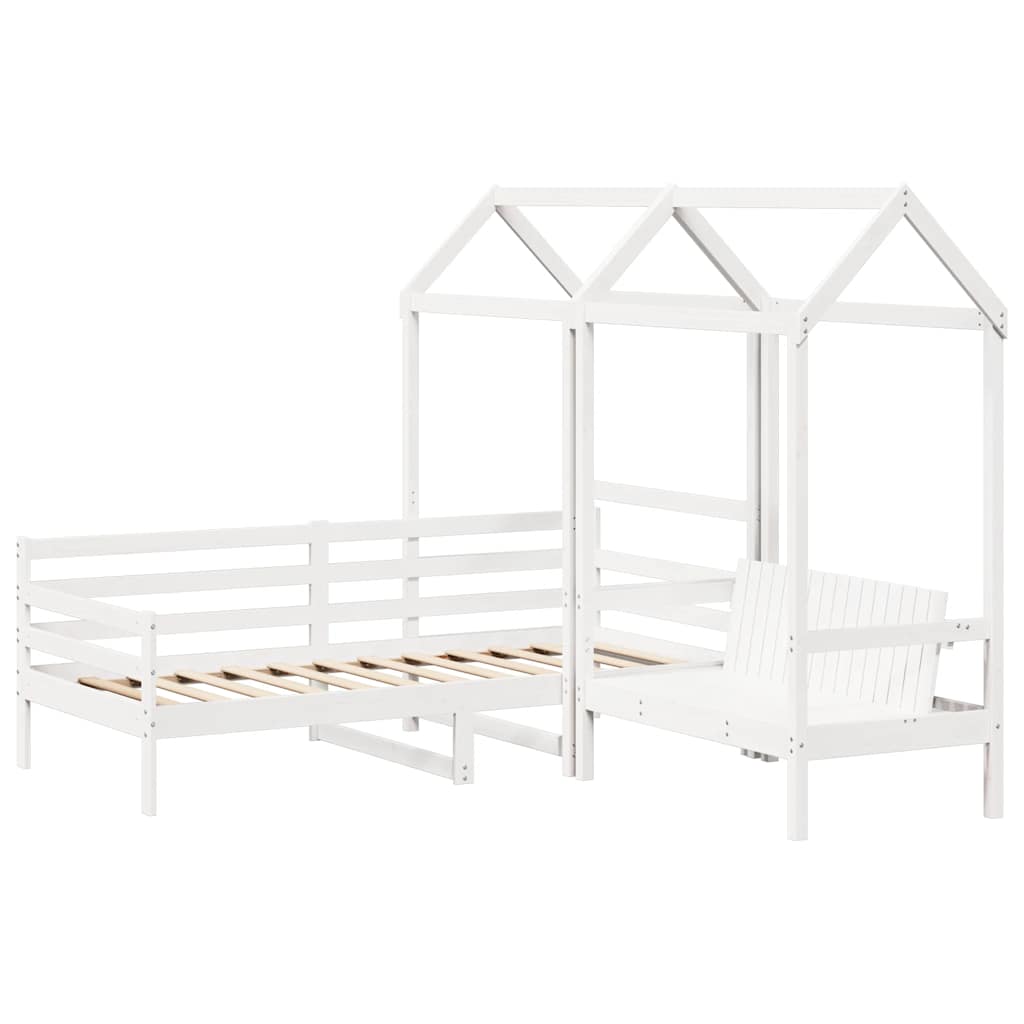 Set kreveta i klupe s krovom bez madraca bijele boje 80x200 cm