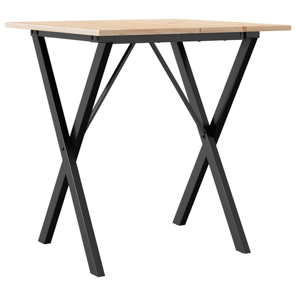 Blagovaonski stol X-oblika 70x70x75 cm od borovine i čelik