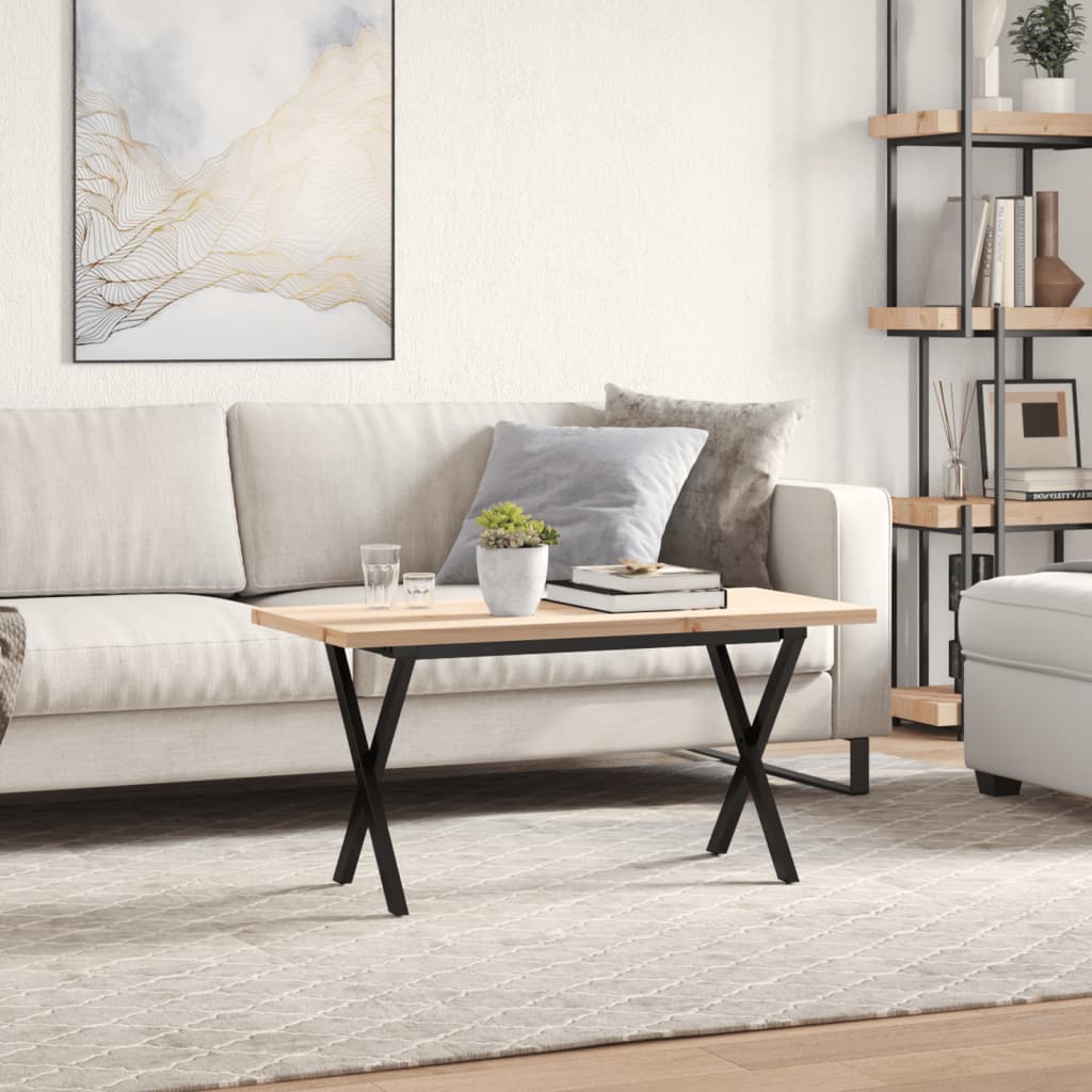 Stolić za kavu X-oblika 100x50x45,5 cm od borovine i čelik