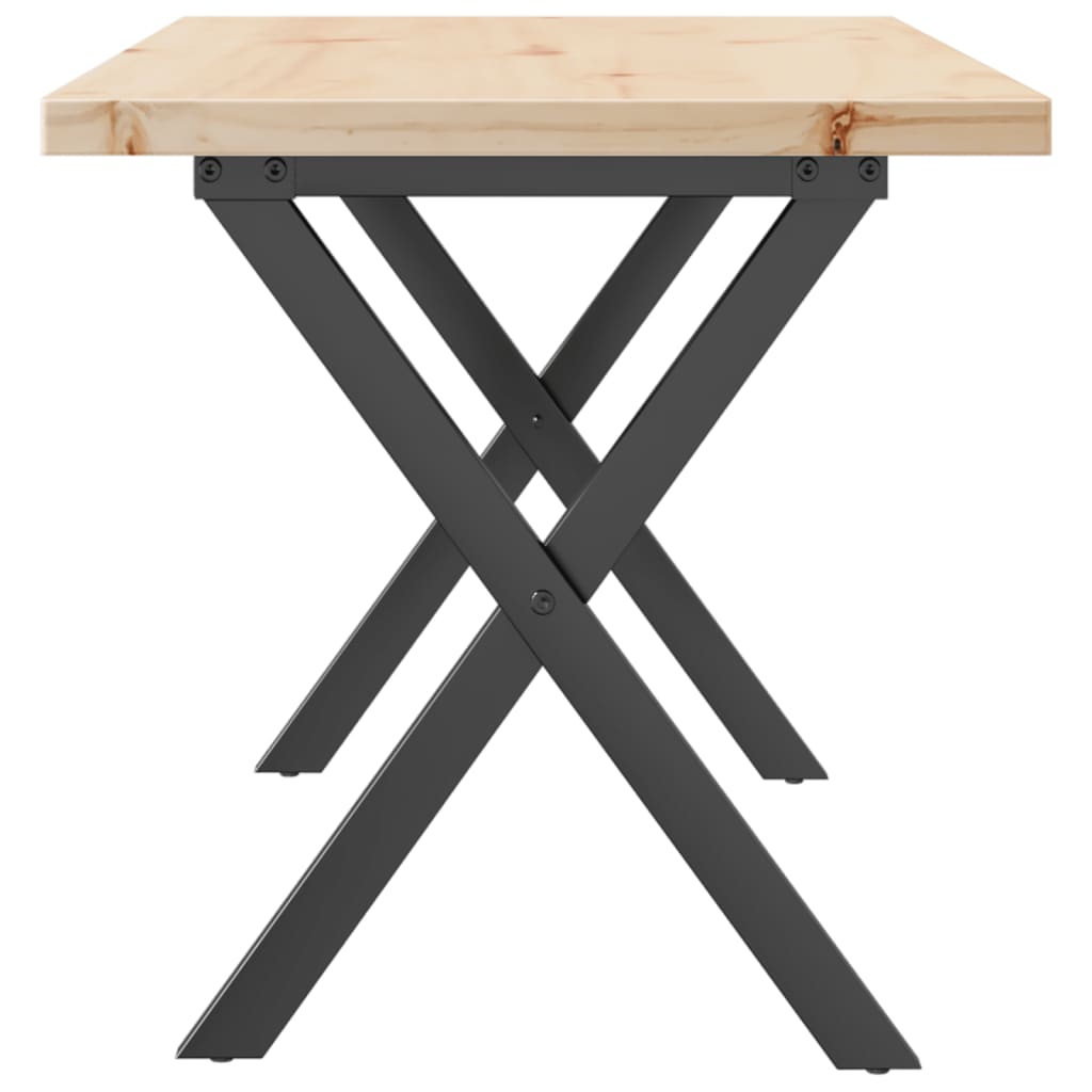 Stolić za kavu X-oblika 100x50x45,5 cm od borovine i čelik