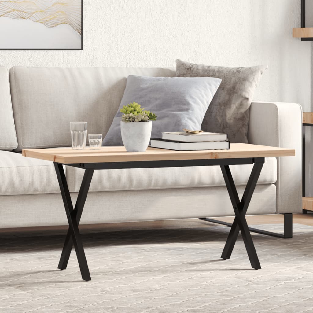 Stolić za kavu X-oblika 100x50x45,5 cm od borovine i čelik