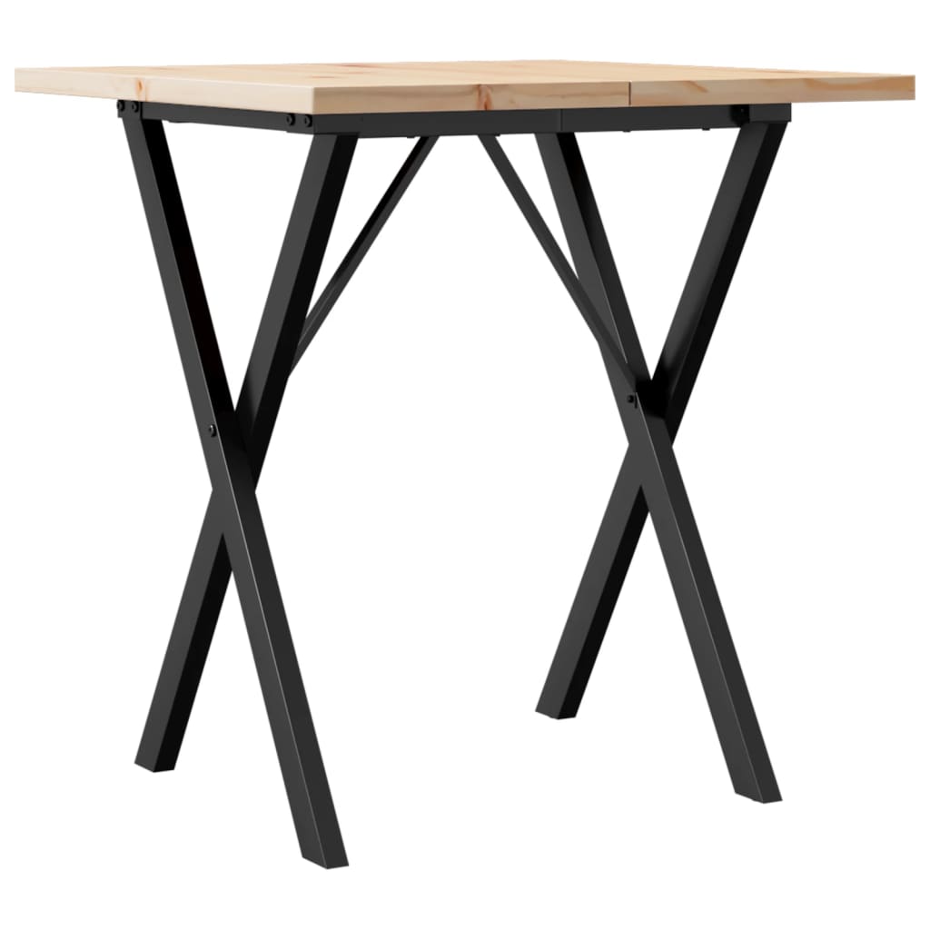 Blagovaonski stol X-oblika 60x60x75,5 cm od borovine i čelik