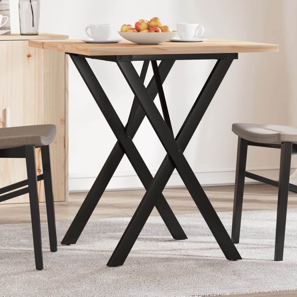 Blagovaonski stol X-oblika 60x60x75,5 cm od borovine i čelik