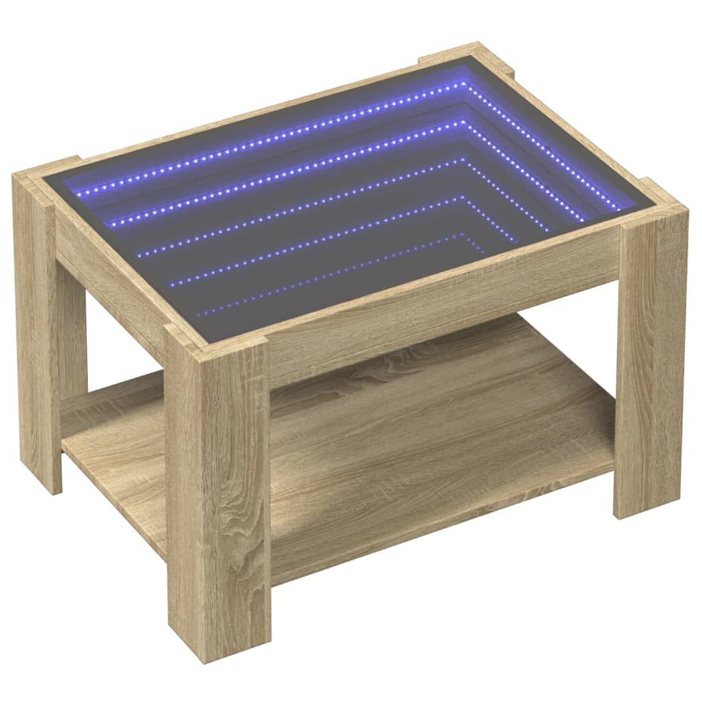 Stolić za kavu LED boja hrasta 73x53x45 cm konstruirano drvo
