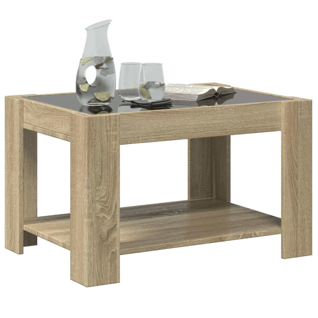Stolić za kavu LED boja hrasta 73x53x45 cm konstruirano drvo