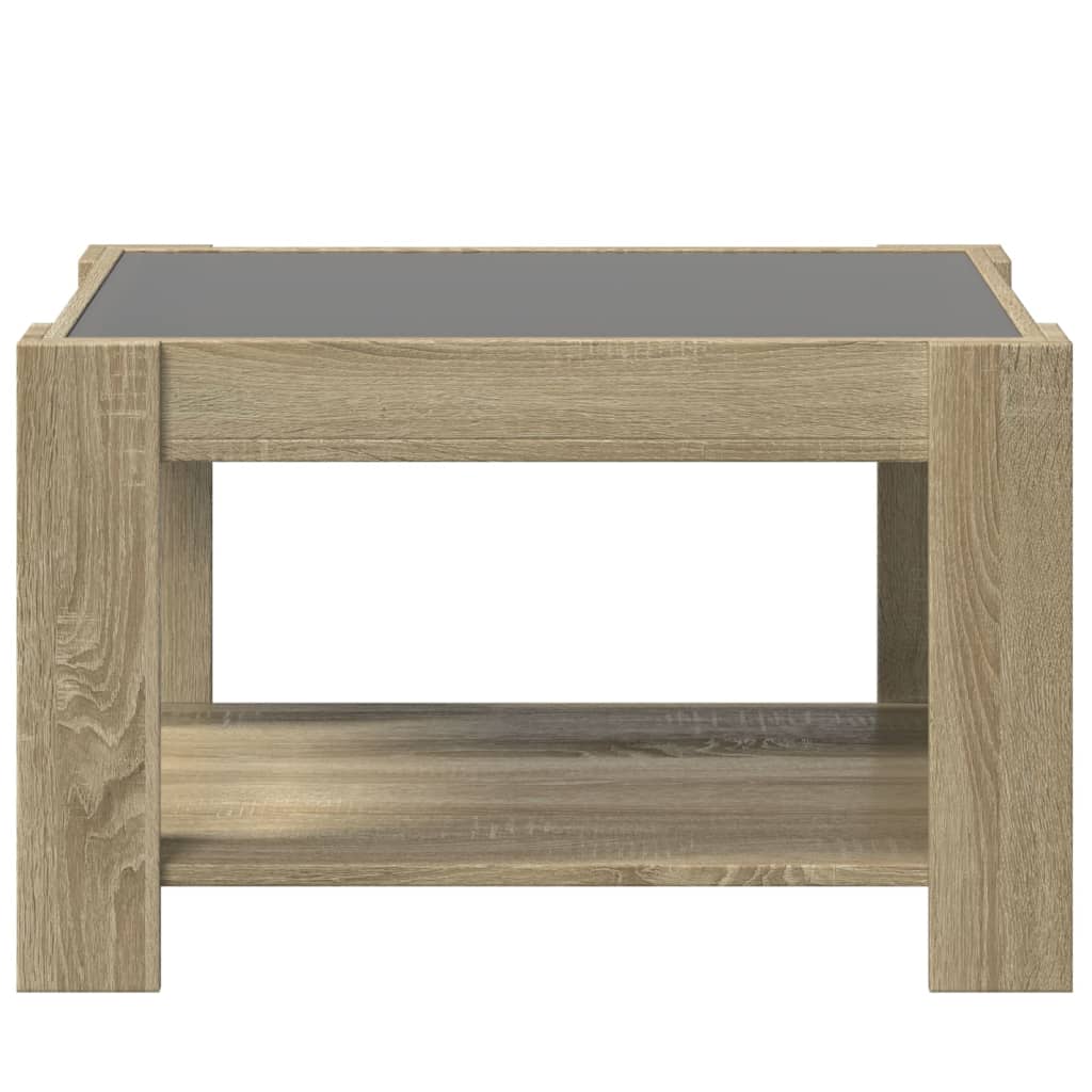 Stolić za kavu LED boja hrasta 73x53x45 cm konstruirano drvo