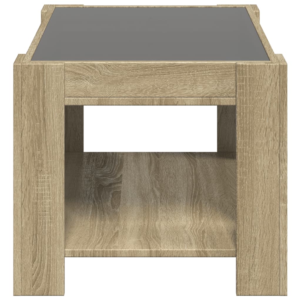 Stolić za kavu LED boja hrasta 73x53x45 cm konstruirano drvo