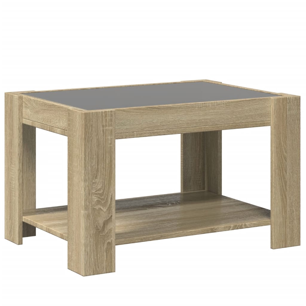 Stolić za kavu LED boja hrasta 73x53x45 cm konstruirano drvo