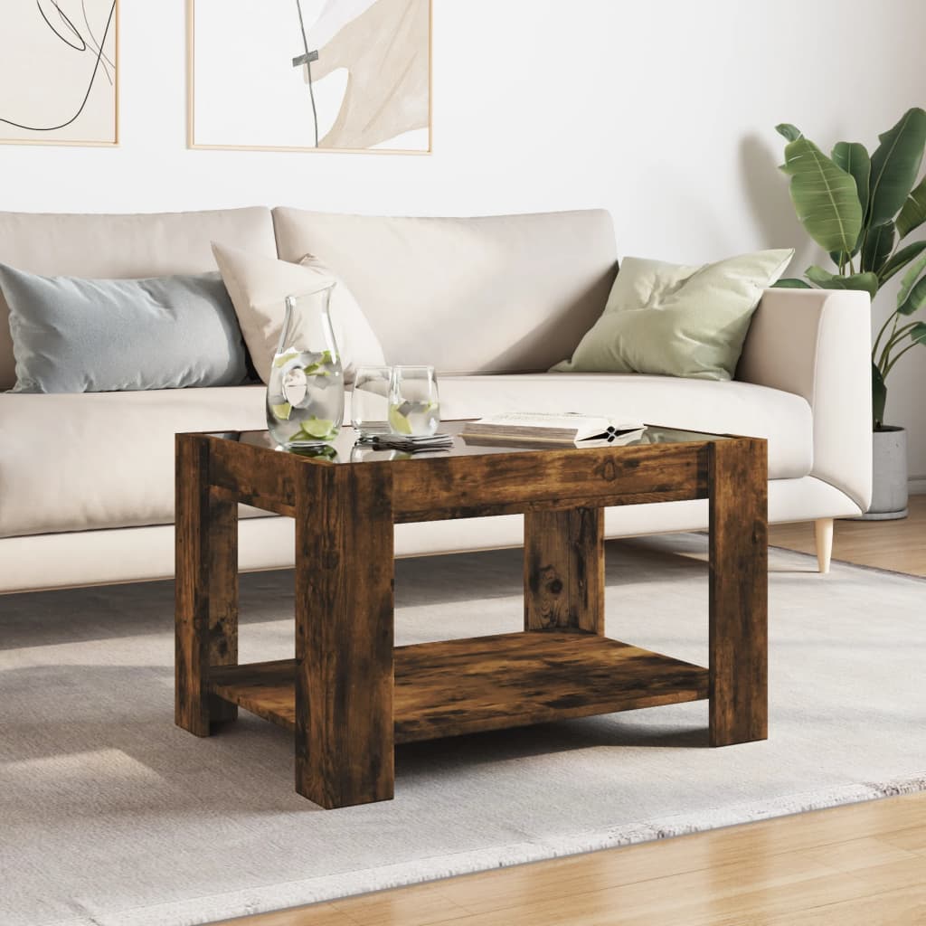 Stolić za kavu LED boja hrasta 73x53x45 cm konstruirano drvo