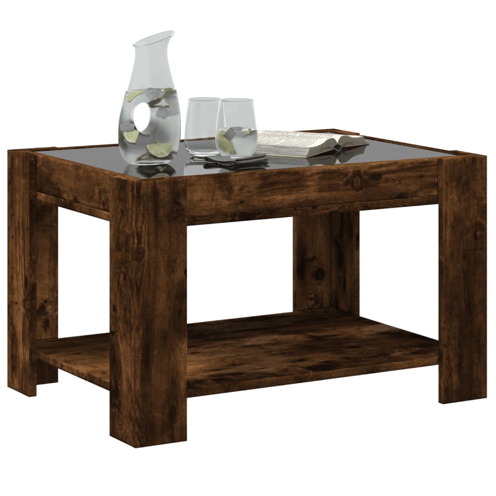 Stolić za kavu LED boja hrasta 73x53x45 cm konstruirano drvo