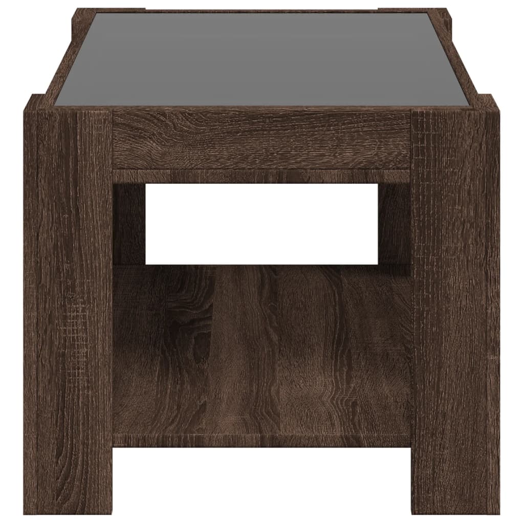 Stolić za kavu LED smeđa boja hrasta 73x53x45 cm drveni