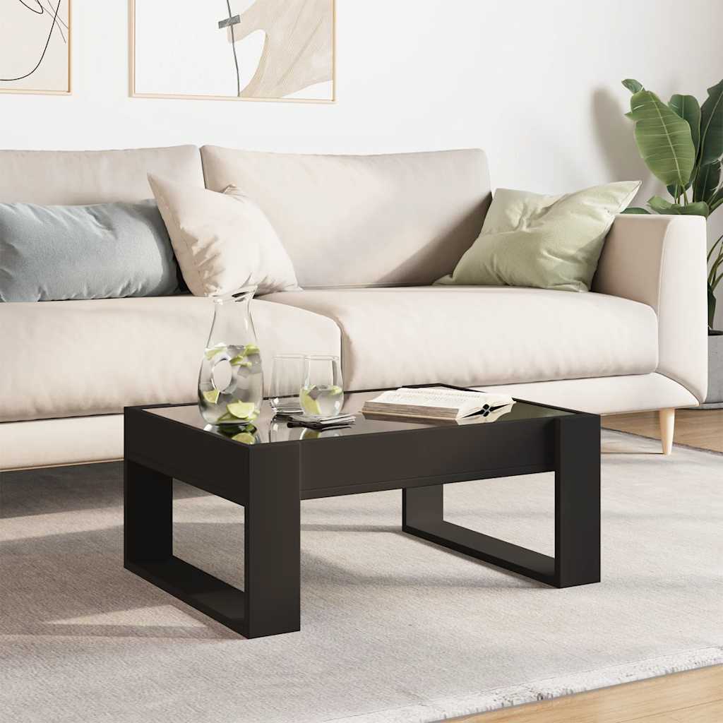 Stolić za kavu s beskonačnim LED svjetlima crni 70x53x30 cm