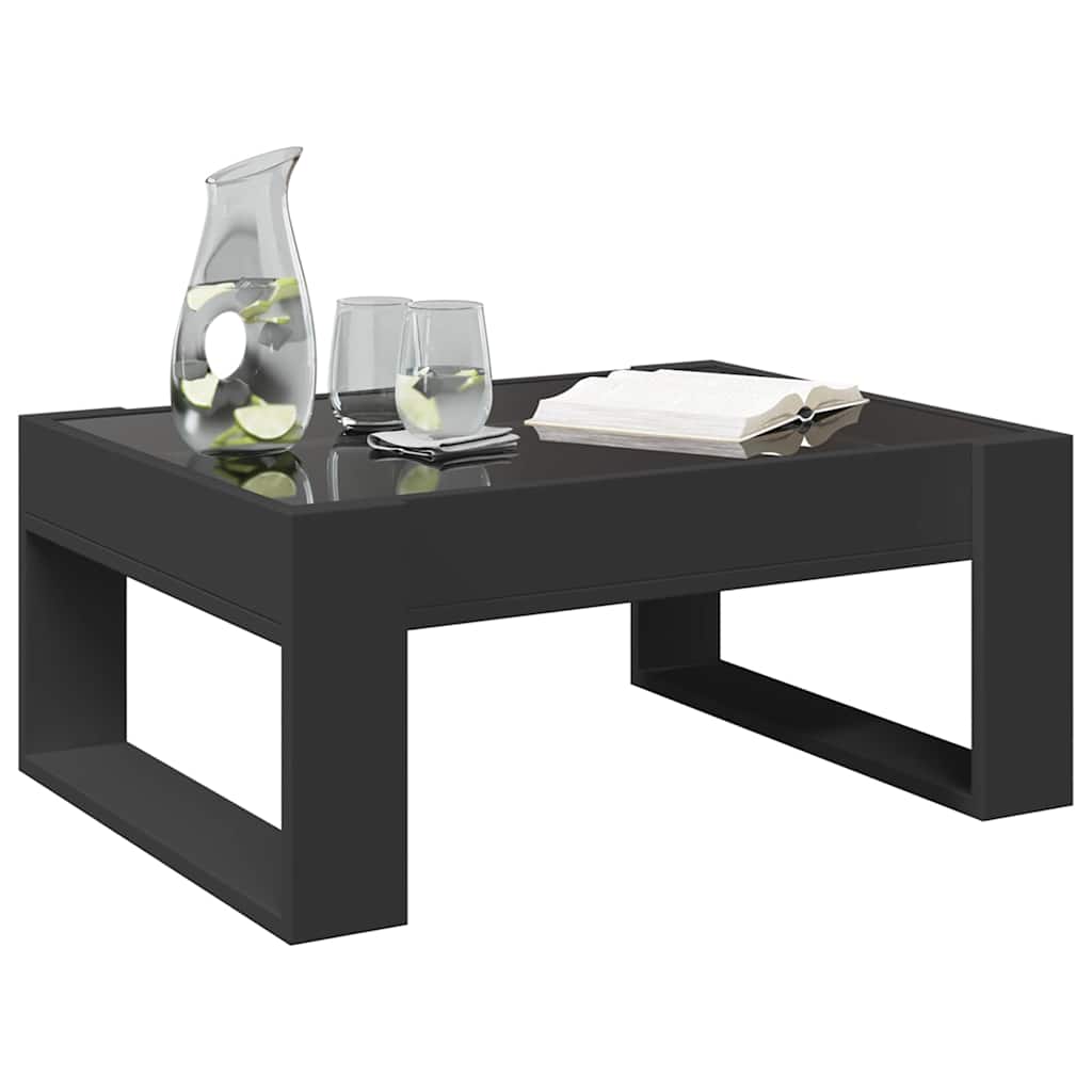 Stolić za kavu s beskonačnim LED svjetlima crni 70x53x30 cm