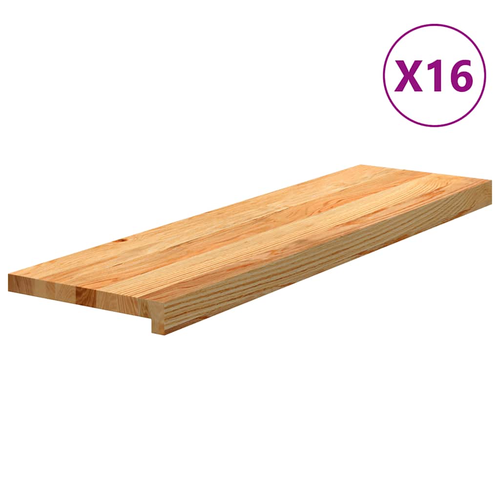 Gazišta stepenice 16 kom svjetlosmeđi 90x25x2 cm masivna hrast
