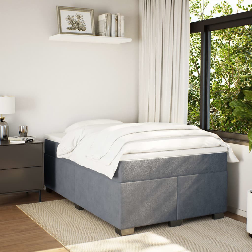 Krevet box spring s madracem tamnosivi 120 x 190 cm baršun