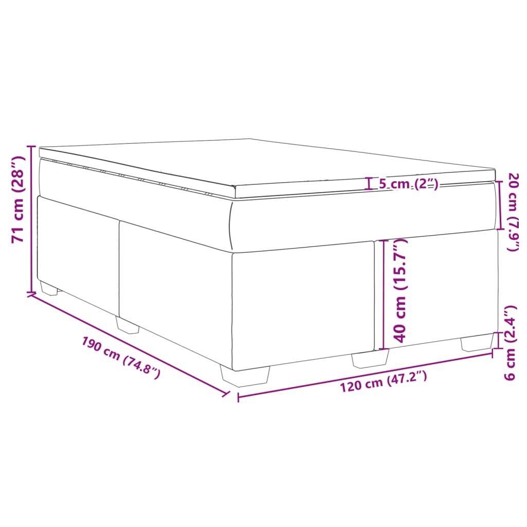 Krevet box spring s madracem tamnosivi 120 x 190 cm baršun