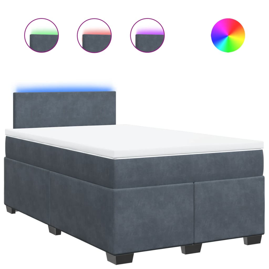Krevet box spring s madracem tamnosivi 120 x 190 cm baršun