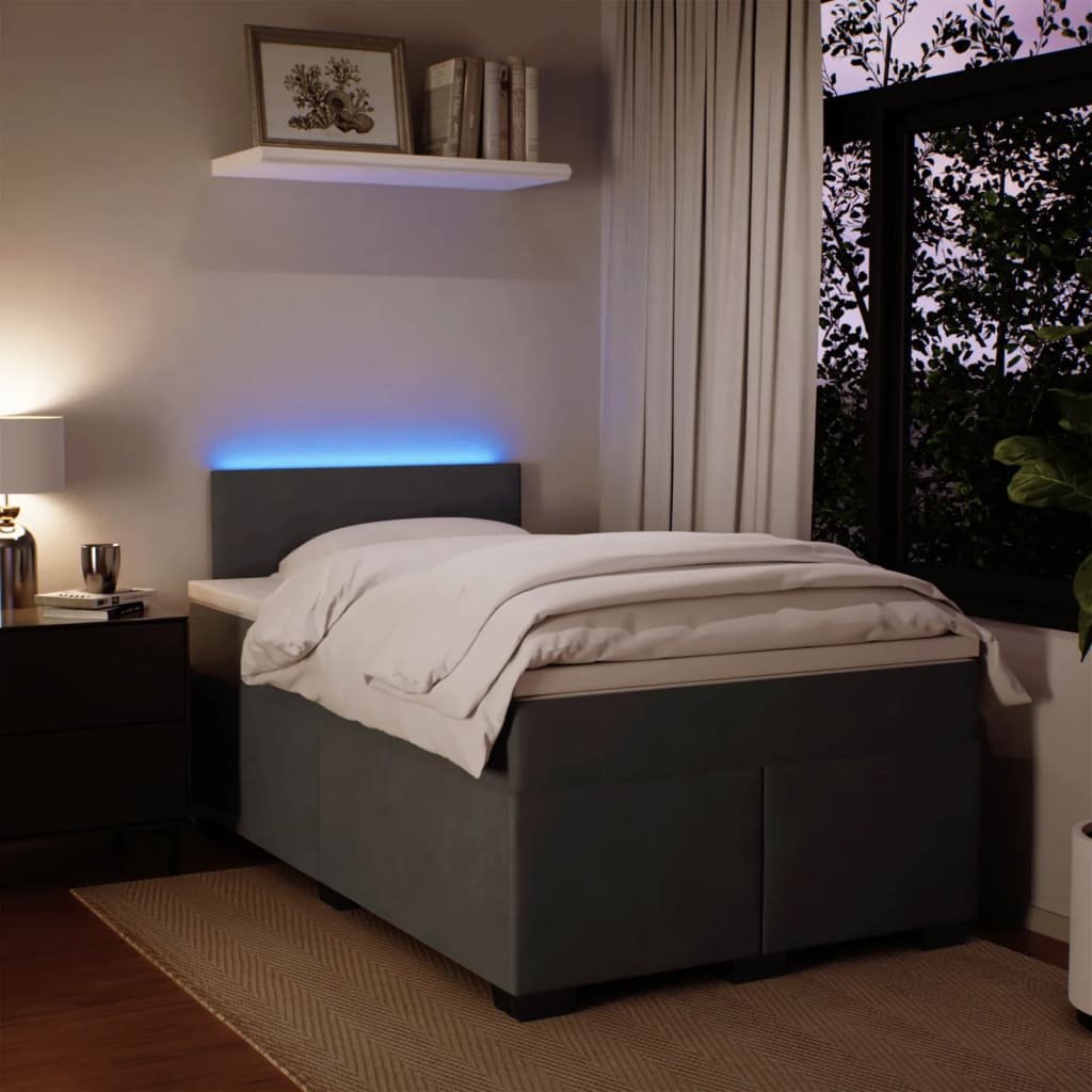 Krevet box spring s madracem tamnosivi 120 x 190 cm baršun