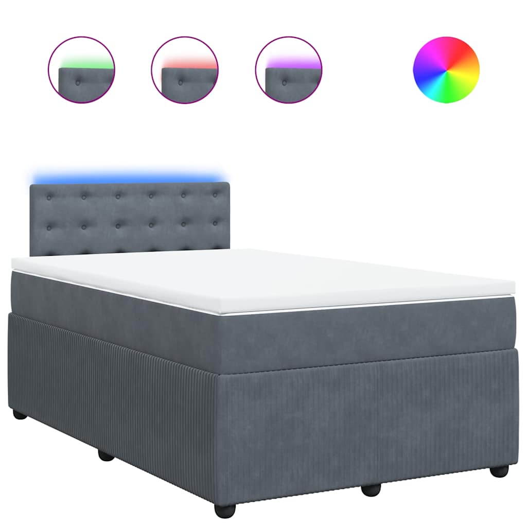 Krevet box spring s madracem tamnosivi 120 x 190 cm baršun
