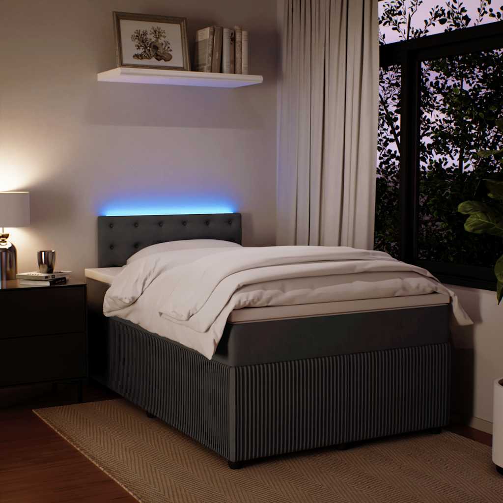 Krevet box spring s madracem tamnosivi 120 x 190 cm baršun
