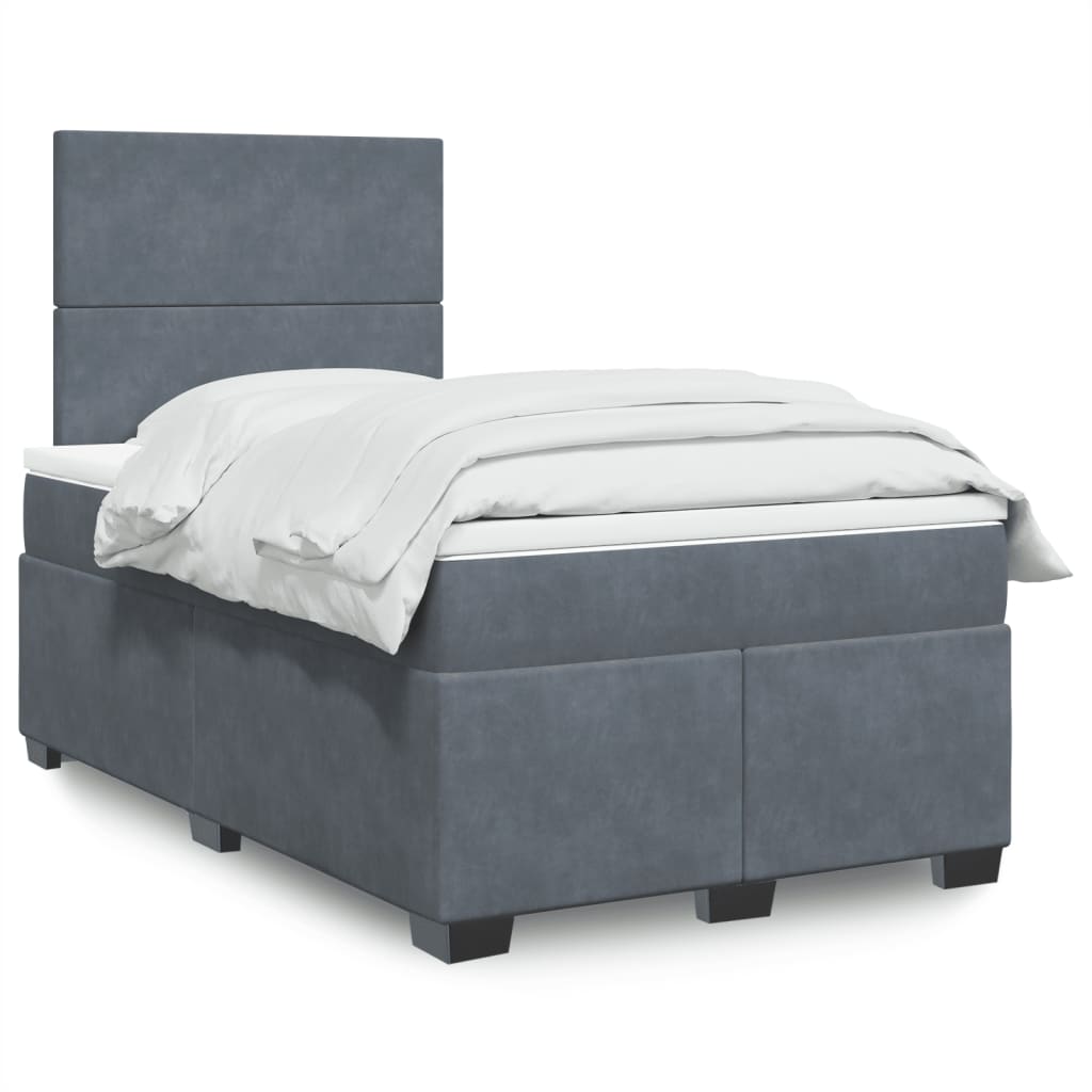 Krevet box spring s madracem tamnosivi 120 x 190 cm baršun
