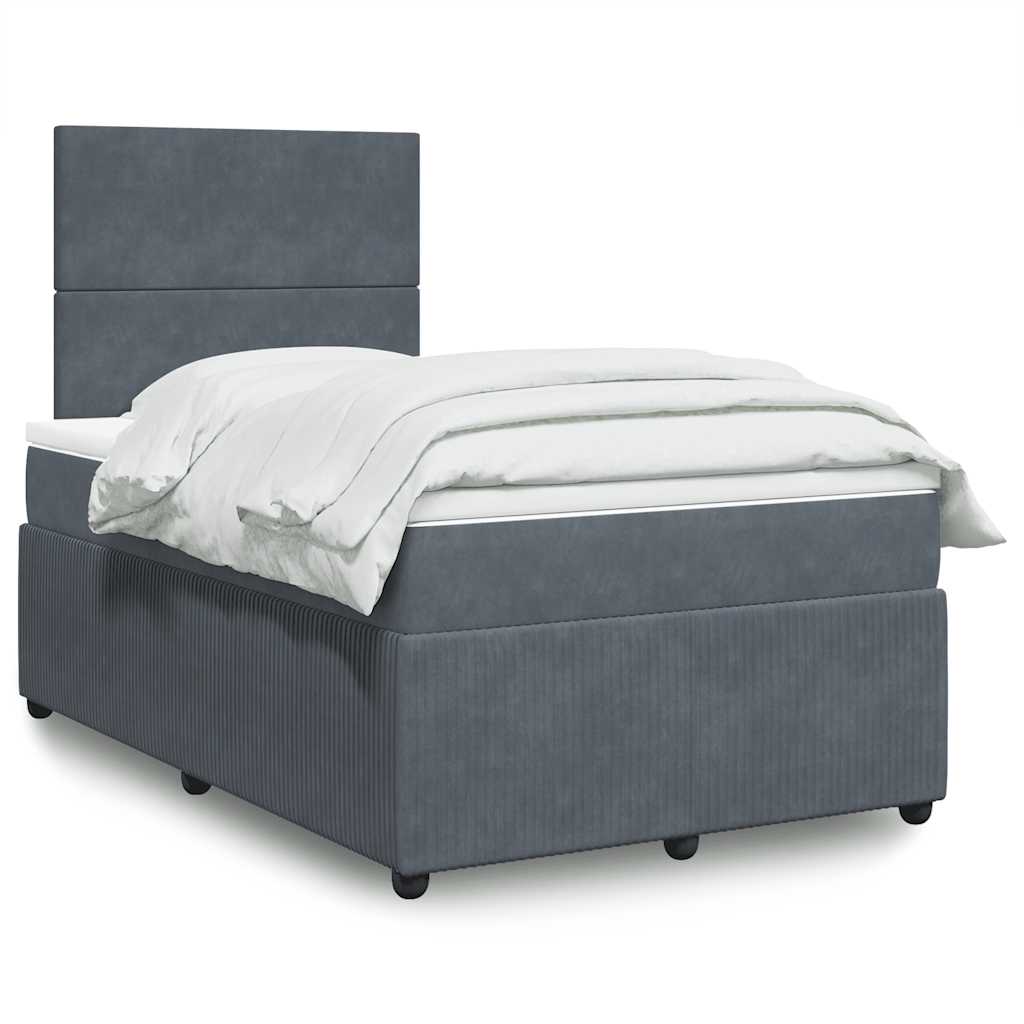Krevet box spring s madracem tamnosivi 120 x 190 cm baršun