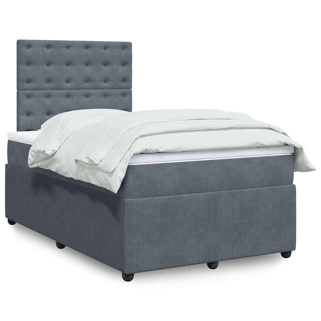 Krevet box spring s madracem tamnosivi 120 x 190 cm baršun