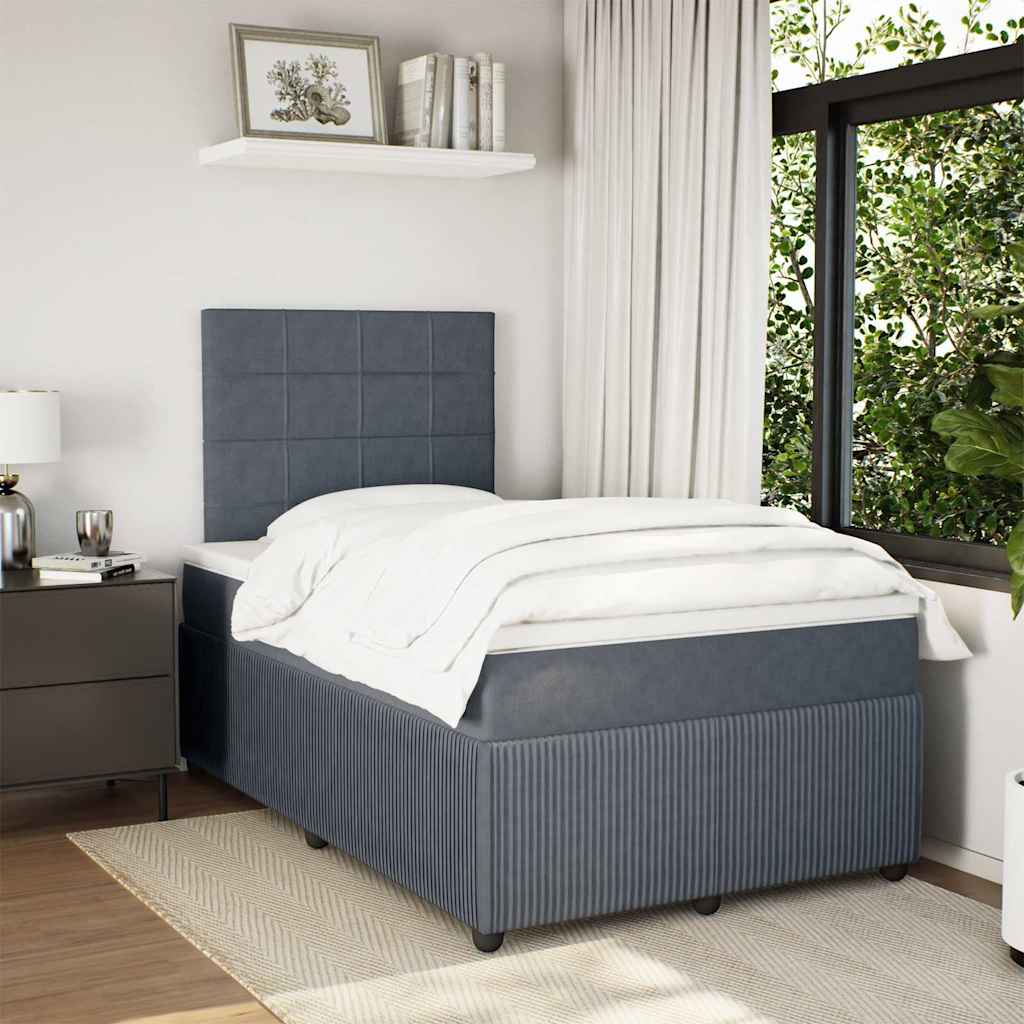 Krevet box spring s madracem tamnosivi 120 x 190 cm baršun