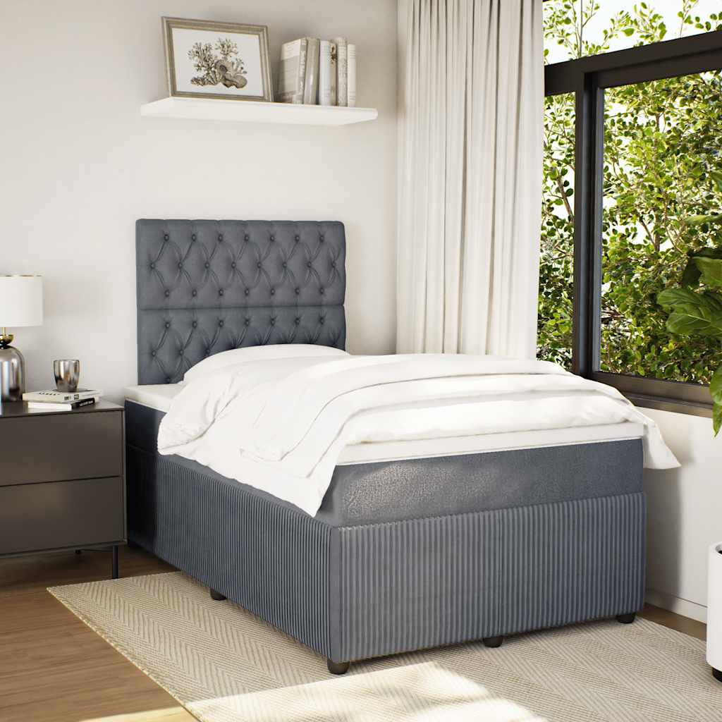 Krevet box spring s madracem tamnosivi 120 x 190 cm baršun