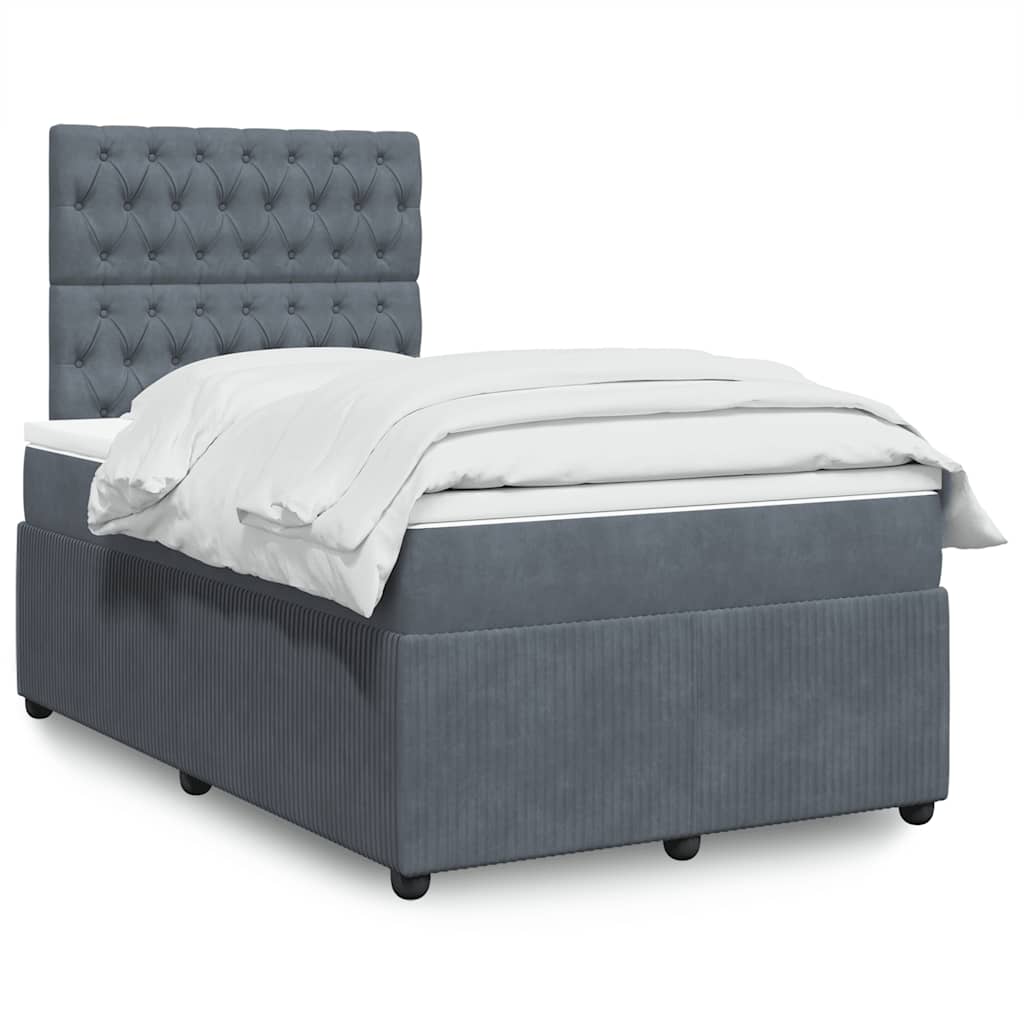 Krevet box spring s madracem tamnosivi 120 x 190 cm baršun