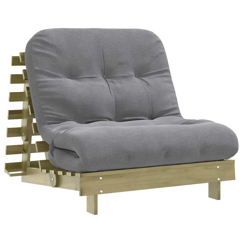 Futon na razvlačenje s madracem 90 x 206 x 11 cm od borovine
