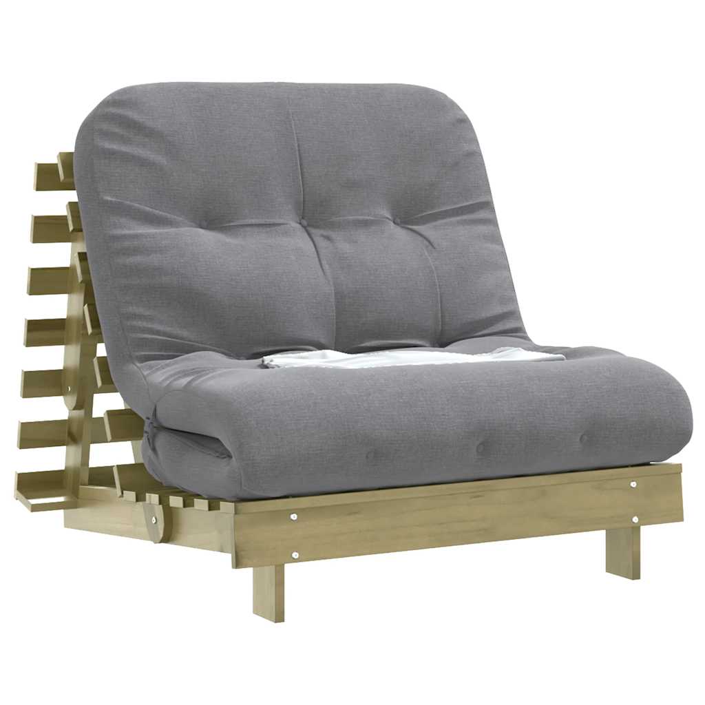Futon na razvlačenje s madracem 90 x 206 x 11 cm od borovine