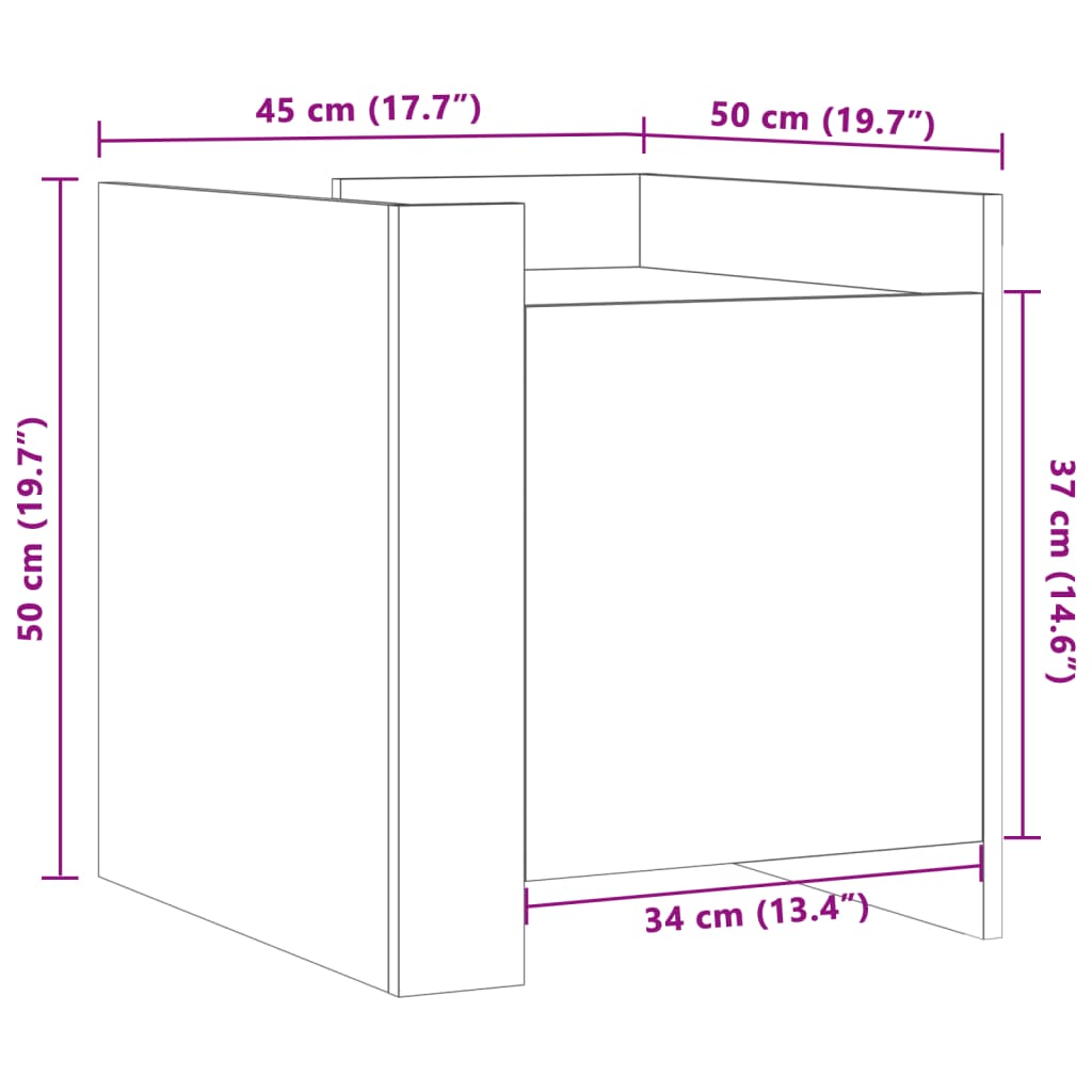Noćni ormarić bijeli 45 x 50 x 50 cm od konstruiranog drva