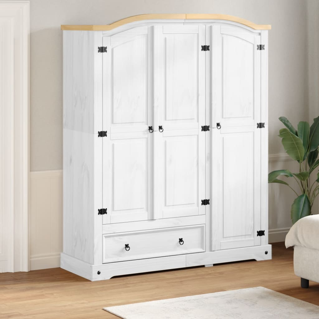 Ormar Corona 151,5 x 52 x 186 cm od masivne borovine Bijela