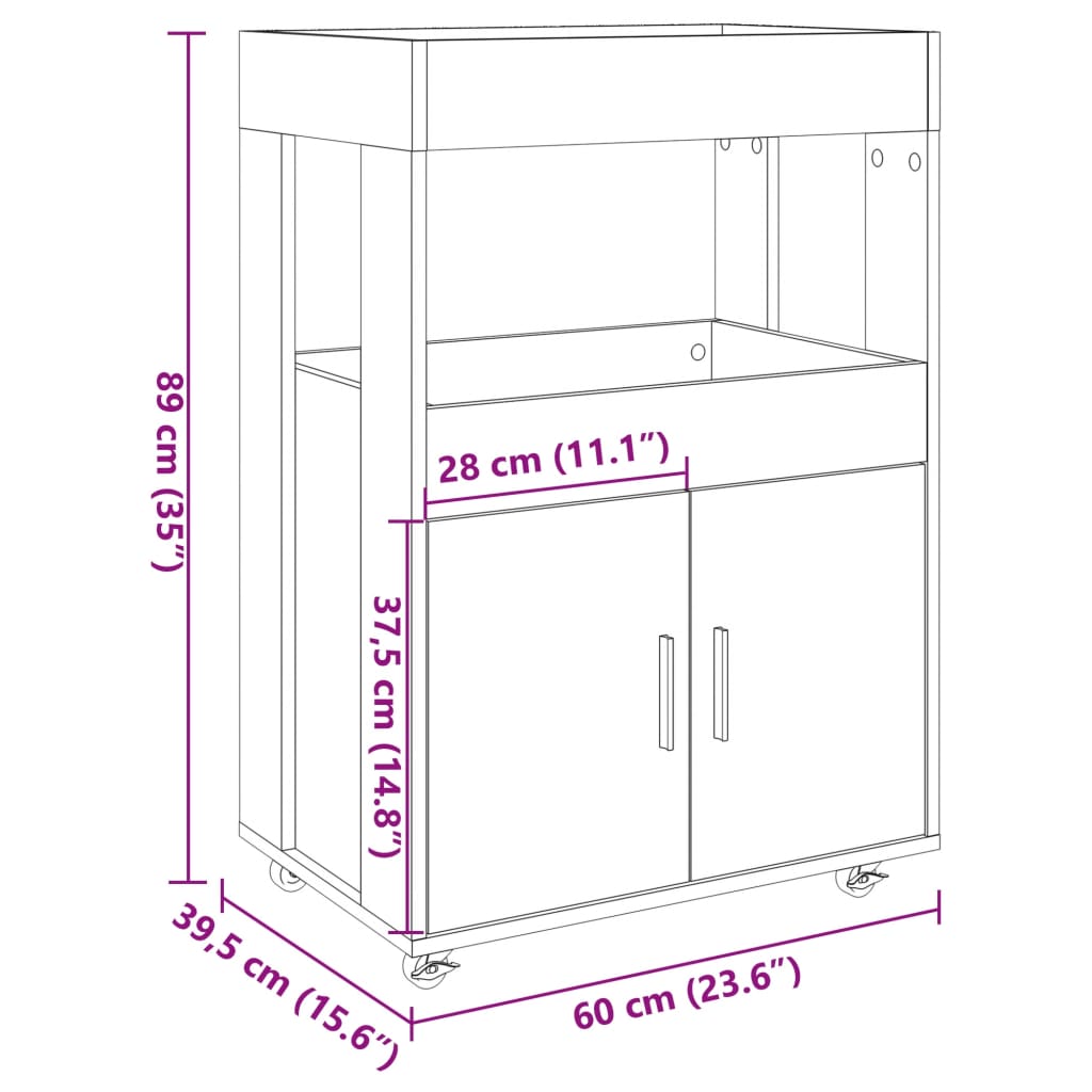 Barska kolica boja betona 60x39,5x89 cm od konstruiranog drva