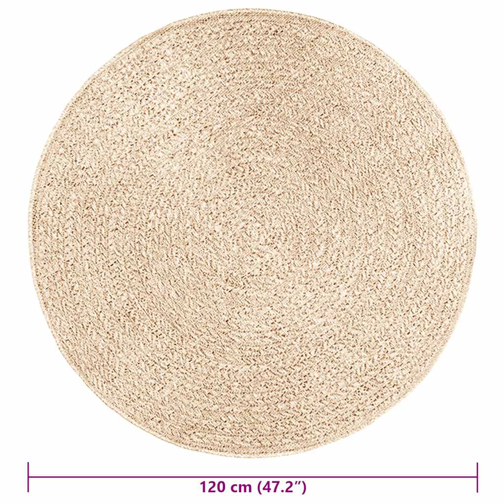 Tepih ZIZUR bež Ø 120 cm s izgledom jute unutarnji i vanjski