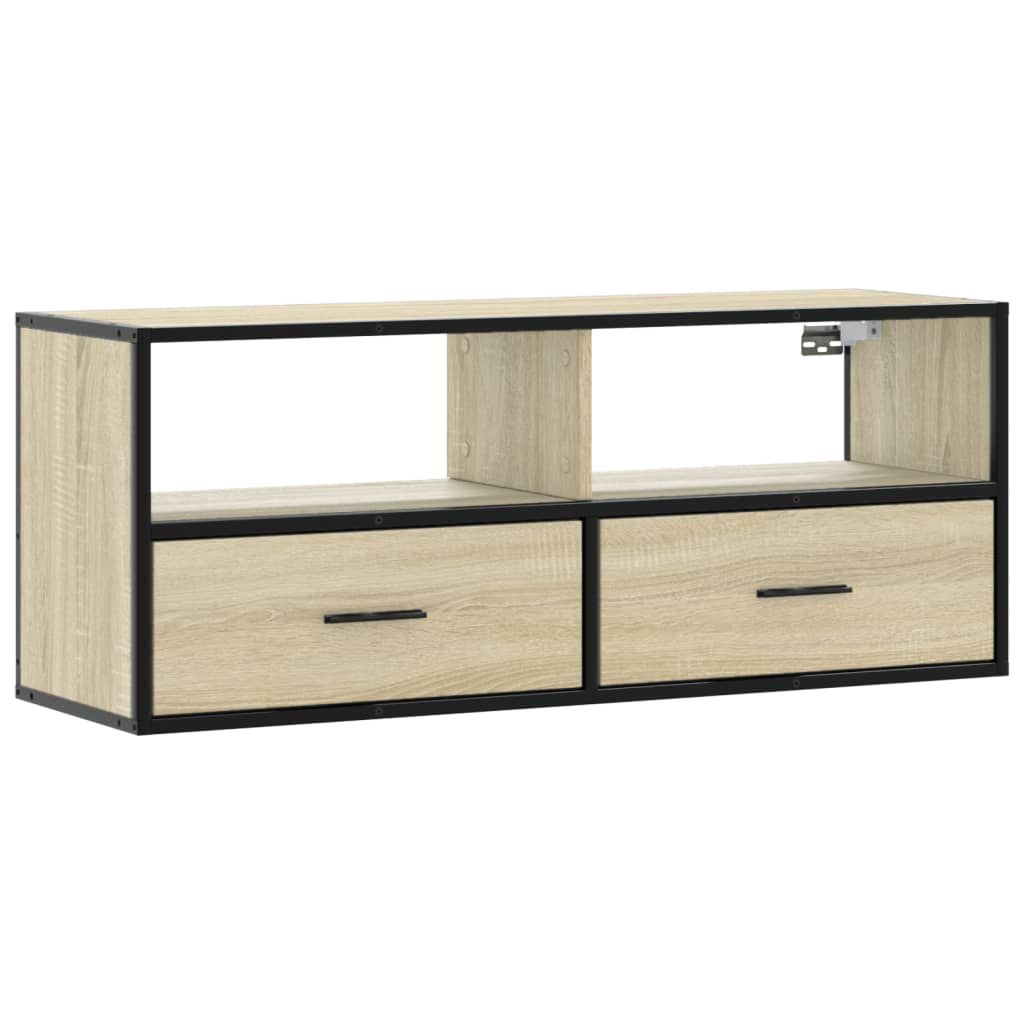 TV ormarić boja hrasta 100x31x39,5 cm konstruirano drvo i metal
